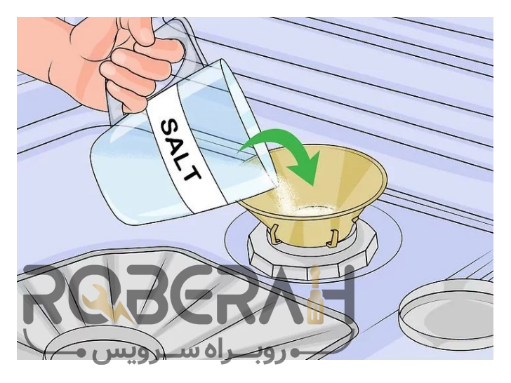 ریختن نمک ماشین ظرفشویی در مخزن نمک